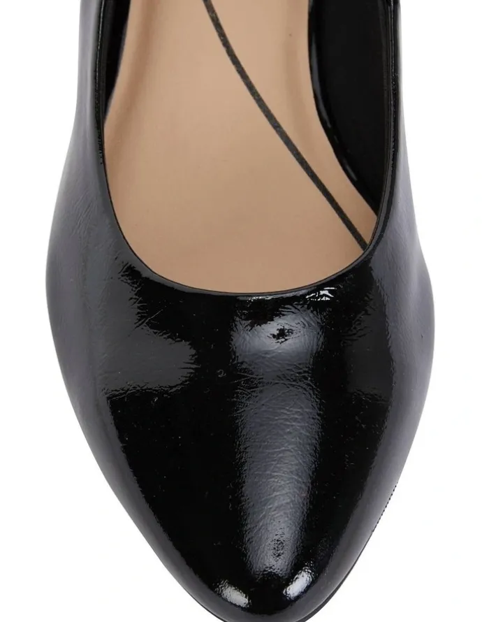 Easy Steps Janine Black Crinkle Patent Heeled Shoes