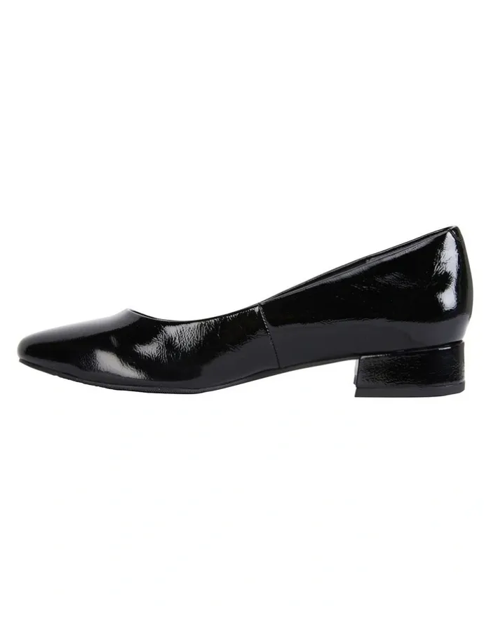 Easy Steps Janine Black Crinkle Patent Heeled Shoes