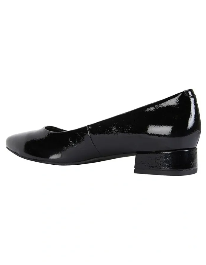 Easy Steps Janine Black Crinkle Patent Heeled Shoes