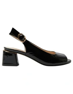 Easy Steps Martina Heeled Sandals in Black Patent
