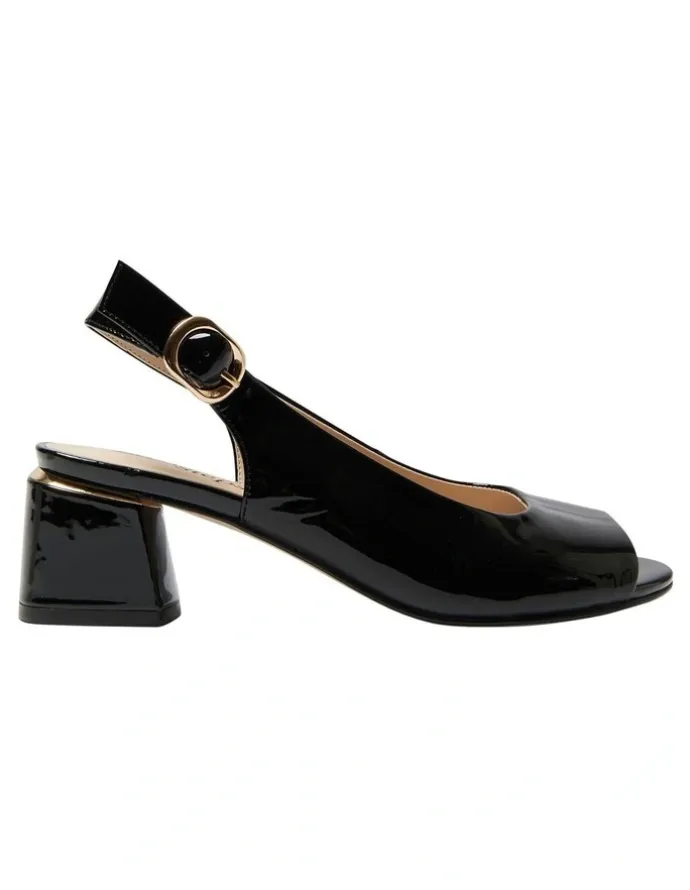 Easy Steps Martina Heeled Sandals in Black Patent