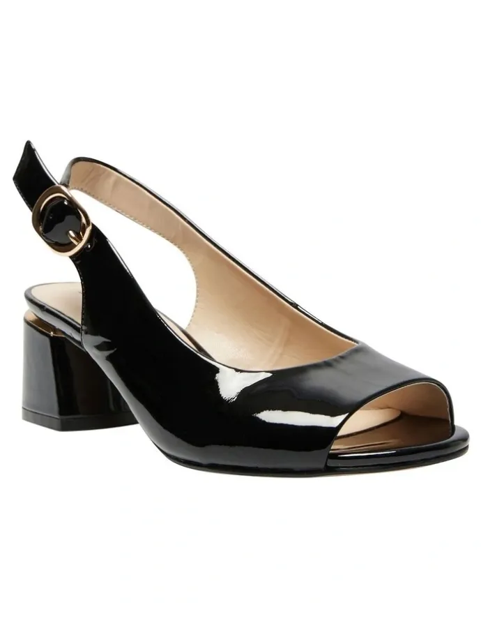 Easy Steps Martina Heeled Sandals in Black Patent