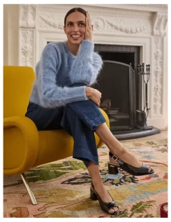 Easy Steps Martina Heeled Sandals in Black Patent