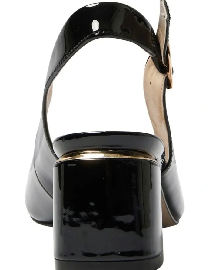 Easy Steps Martina Heeled Sandals in Black Patent