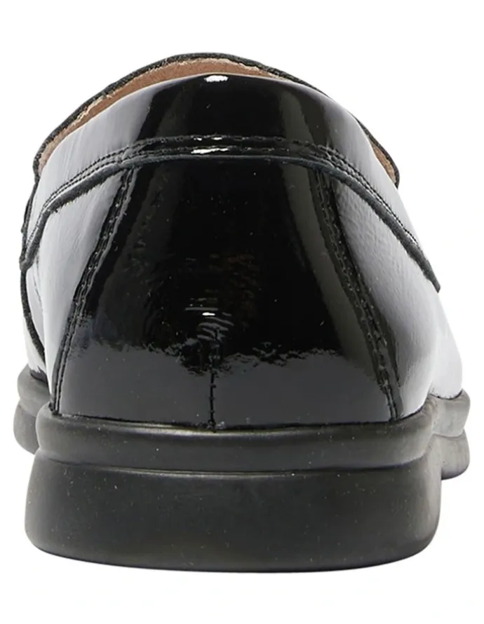 Easy Steps Orlando Loafers in Black Crinkle Patent Leather