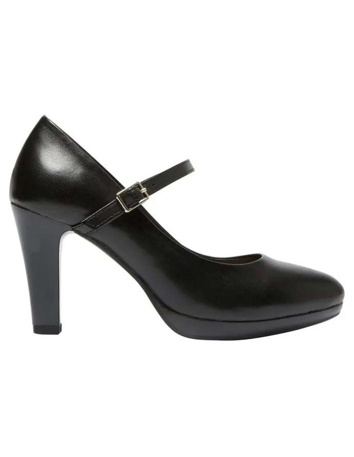 Easy Steps Otis Heeled Shoes in Black Leather