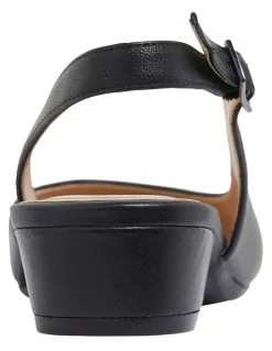 Easy Steps Ramsey Heeled Ballet in Black Leather
