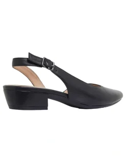 Easy Steps Ramsey Heeled Ballet in Black Leather
