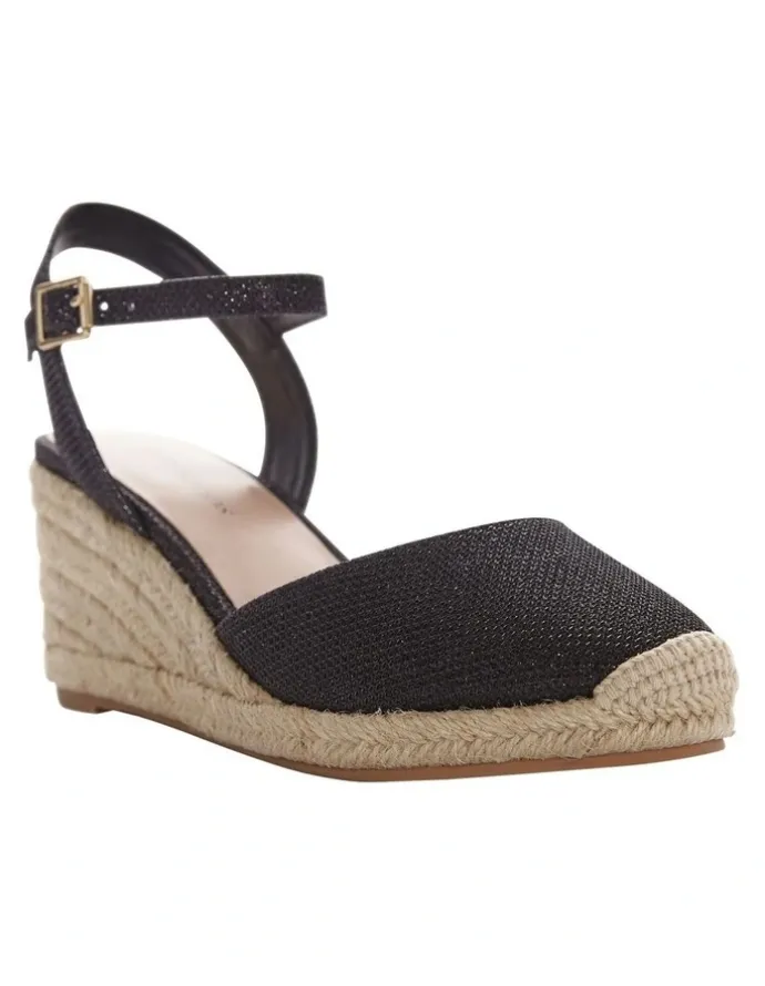 Easy Steps Santos Sandals in Black Glitter Fabric