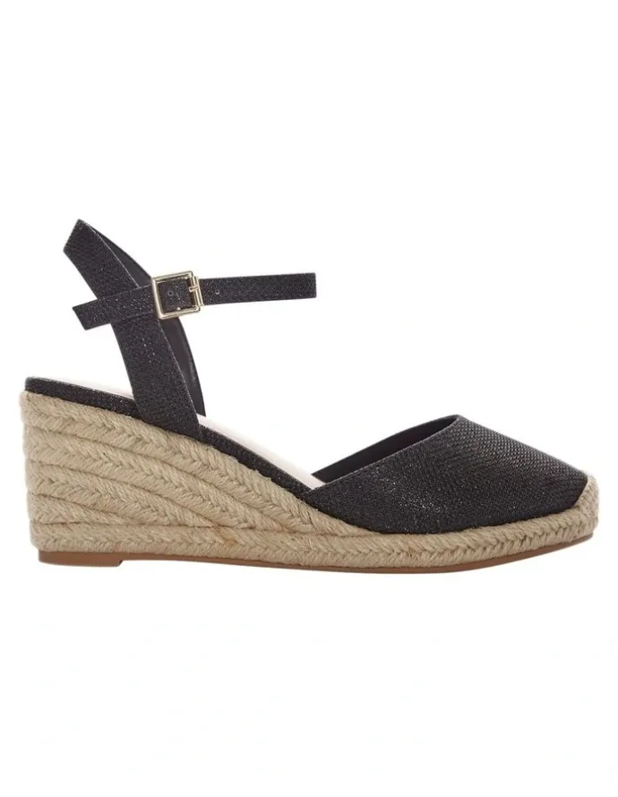 Easy Steps Santos Sandals in Black Glitter Fabric