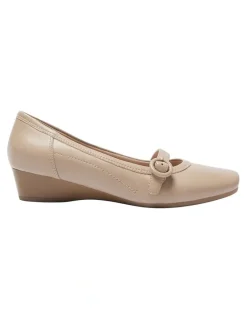 Easy Steps Savoy Heeled Leather Shoes in Nude