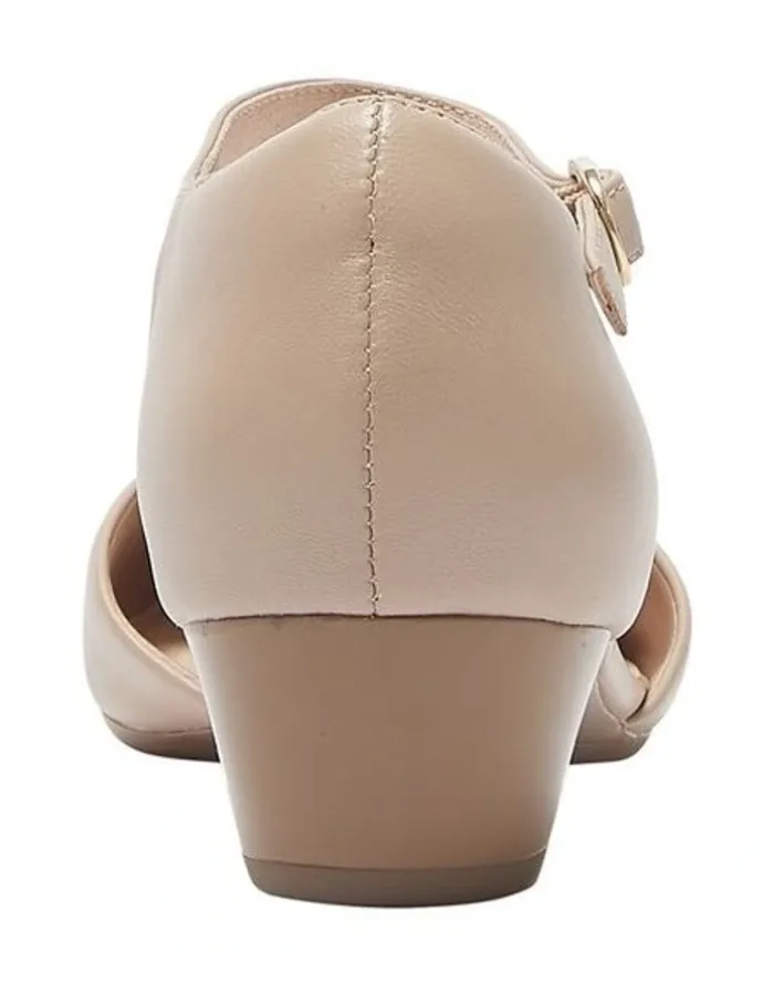 Easy Steps Sequel Heeled Shoes in Nude Leather
