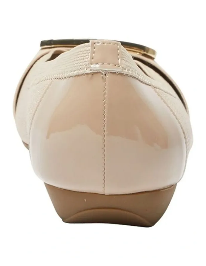 Easy Steps Tamsin Flat Shoes in Nude Patent/Print