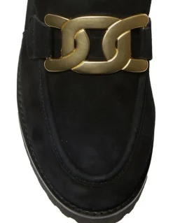 Easy Steps Valley Flat Suede Loafers in Black