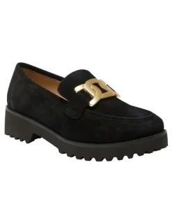 Easy Steps Valley Flat Suede Loafers in Black