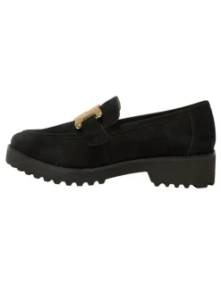 Easy Steps Valley Flat Suede Loafers in Black