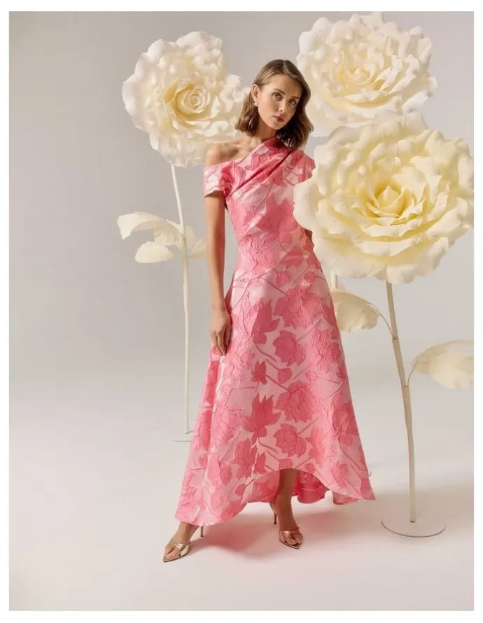 Elliatt Dionne Asymmetrical Gown in Pink