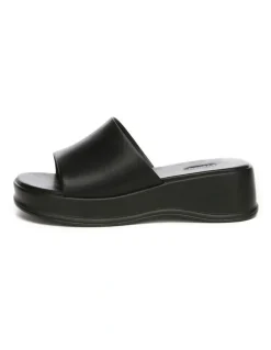 Ever AU Fiona Leather Platform Slides in Black