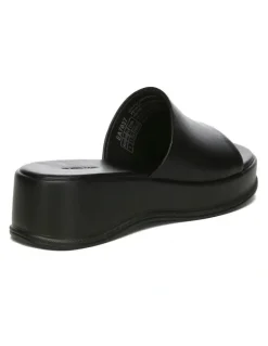 Ever AU Fiona Leather Platform Slides in Black