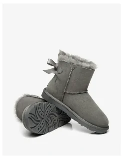 Ever AU Mini Back Bow Boots in Grey