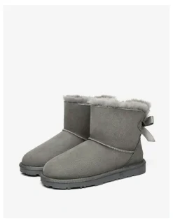 Ever AU Mini Back Bow Boots in Grey