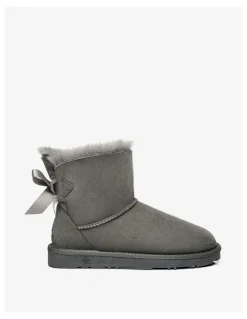 Ever AU Mini Back Bow Boots in Grey