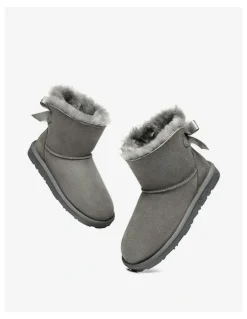 Ever AU Mini Back Bow Boots in Grey