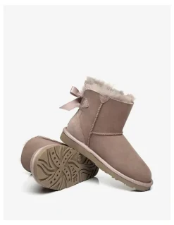 Ever AU Mini Back Bow Boots in Dawn Pink