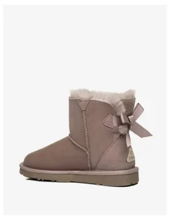 Ever AU Mini Back Bow Boots in Dawn Pink