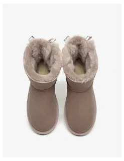 Ever AU Mini Back Bow Boots in Dawn Pink