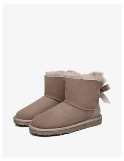 Ever AU Mini Back Bow Boots in Dawn Pink