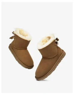 Ever AU Mini Back Bow Boots in Chestnut