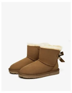 Ever AU Mini Back Bow Boots in Chestnut