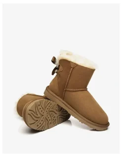 Ever AU Mini Back Bow Boots in Chestnut
