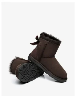 Ever AU Mini Back Bow Boots in Chocolate
