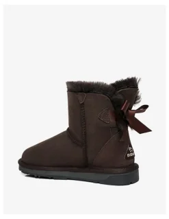 Ever AU Mini Back Bow Boots in Chocolate