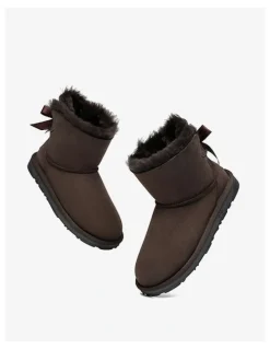 Ever AU Mini Back Bow Boots in Chocolate