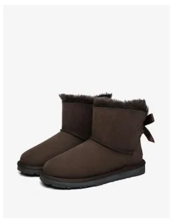 Ever AU Mini Back Bow Boots in Chocolate