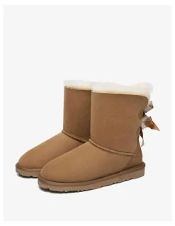 Ever AU Short Back Bow Boots in Chestnut