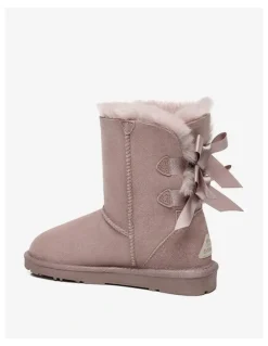 Ever AU Short Back Bow Boots in Dawn Pink