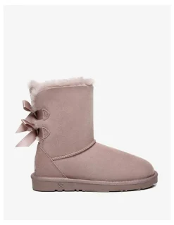 Ever AU Short Back Bow Boots in Dawn Pink