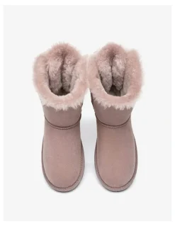 Ever AU Short Back Bow Boots in Dawn Pink