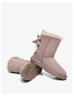 Ever AU Short Back Bow Boots in Dawn Pink