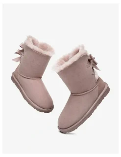 Ever AU Short Back Bow Boots in Dawn Pink