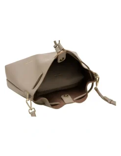Every Other DRAWSTRING SHOULDER CROSS BODY IN TAUPE