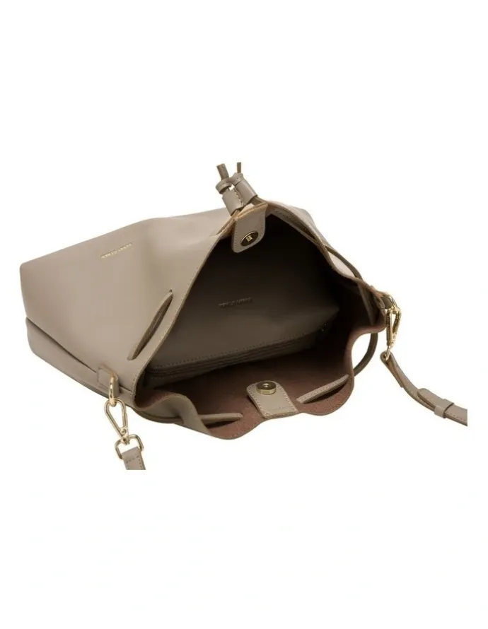 Every Other DRAWSTRING SHOULDER CROSS BODY IN TAUPE