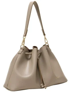 Every Other DRAWSTRING SHOULDER CROSS BODY IN TAUPE