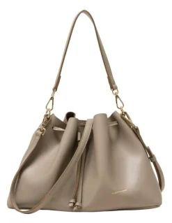 Every Other DRAWSTRING SHOULDER CROSS BODY IN TAUPE