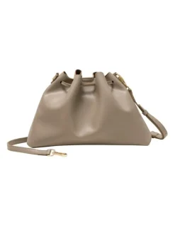 Every Other DRAWSTRING SHOULDER CROSS BODY IN TAUPE