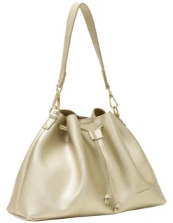 Every Other DRAWSTRING SHOULDER CROSS BODY IN GOLD